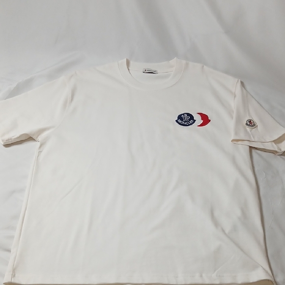 Moncler Other - Moncler White Tee with Red and Blue Logo